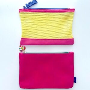 🔸🆕 Set of 2 Chic Vibrant Cosmetic Makeup Bag Case Pouch Pink/Yellow & Pink/Blue